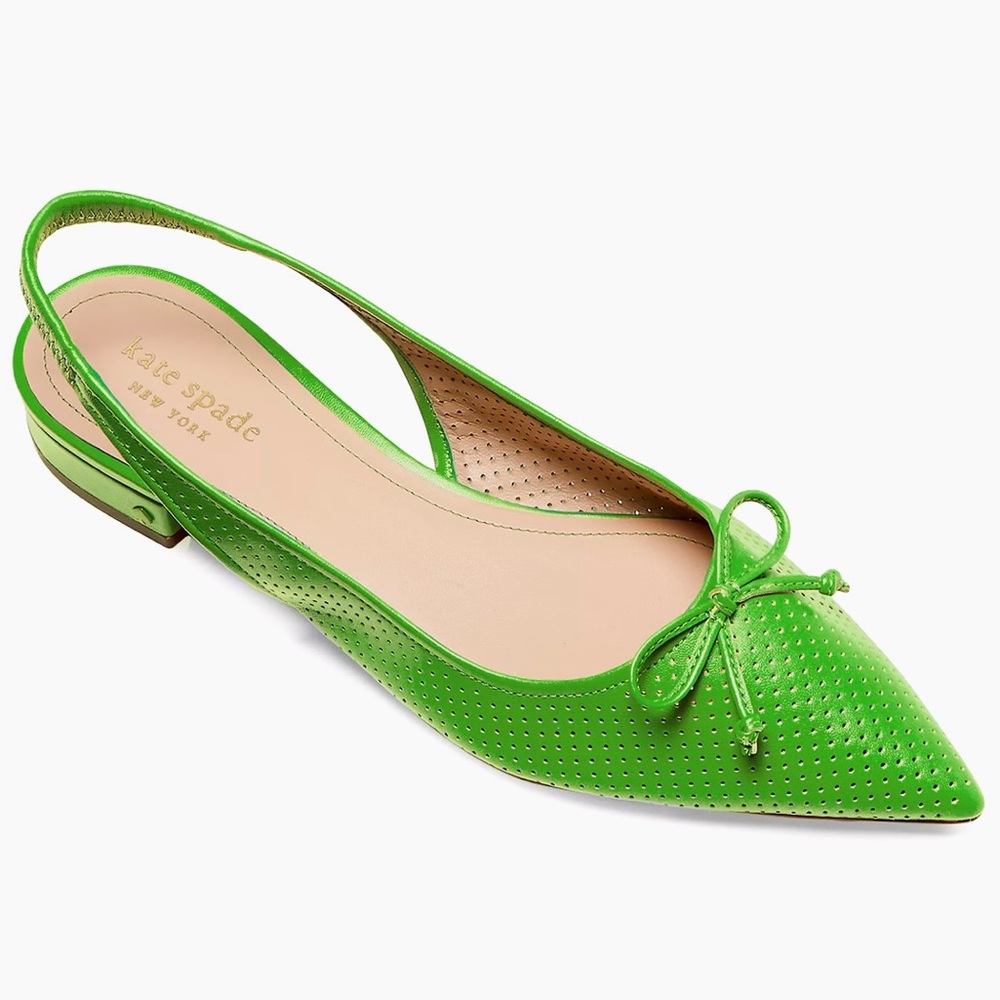 Kate Spade Veronica Perforated Leather Slingback Mules In Green NWOB - Picture 12 of 12